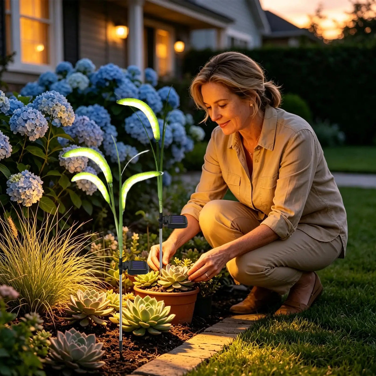 Solar Tall Artificial Reed Grass Pathway Lights | Weatherproof Solar Pathway Lights Qme