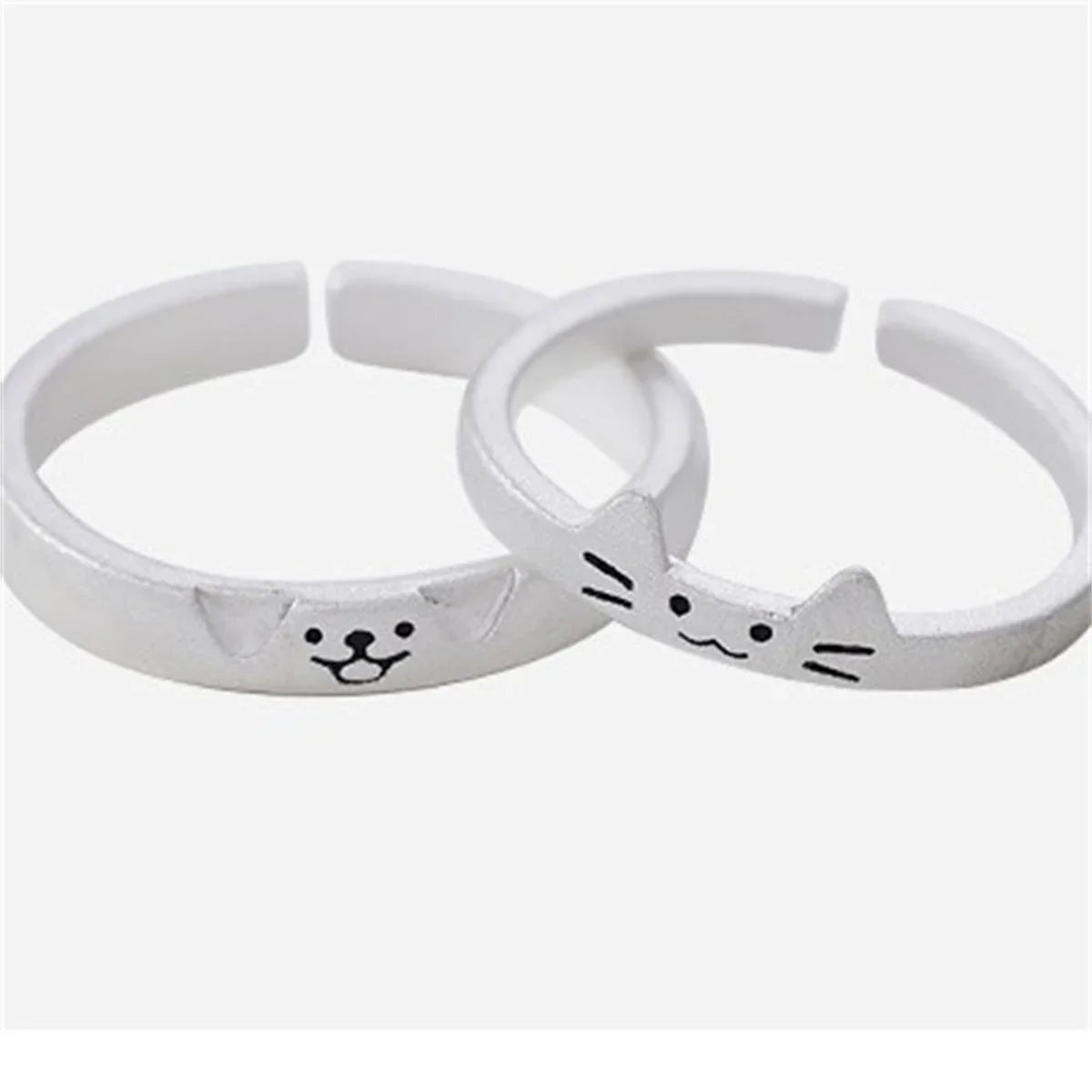 Cute Cat & Dog Couple Ring – Animal Statement Ring for Women & Men Animal Couple Ring Qme