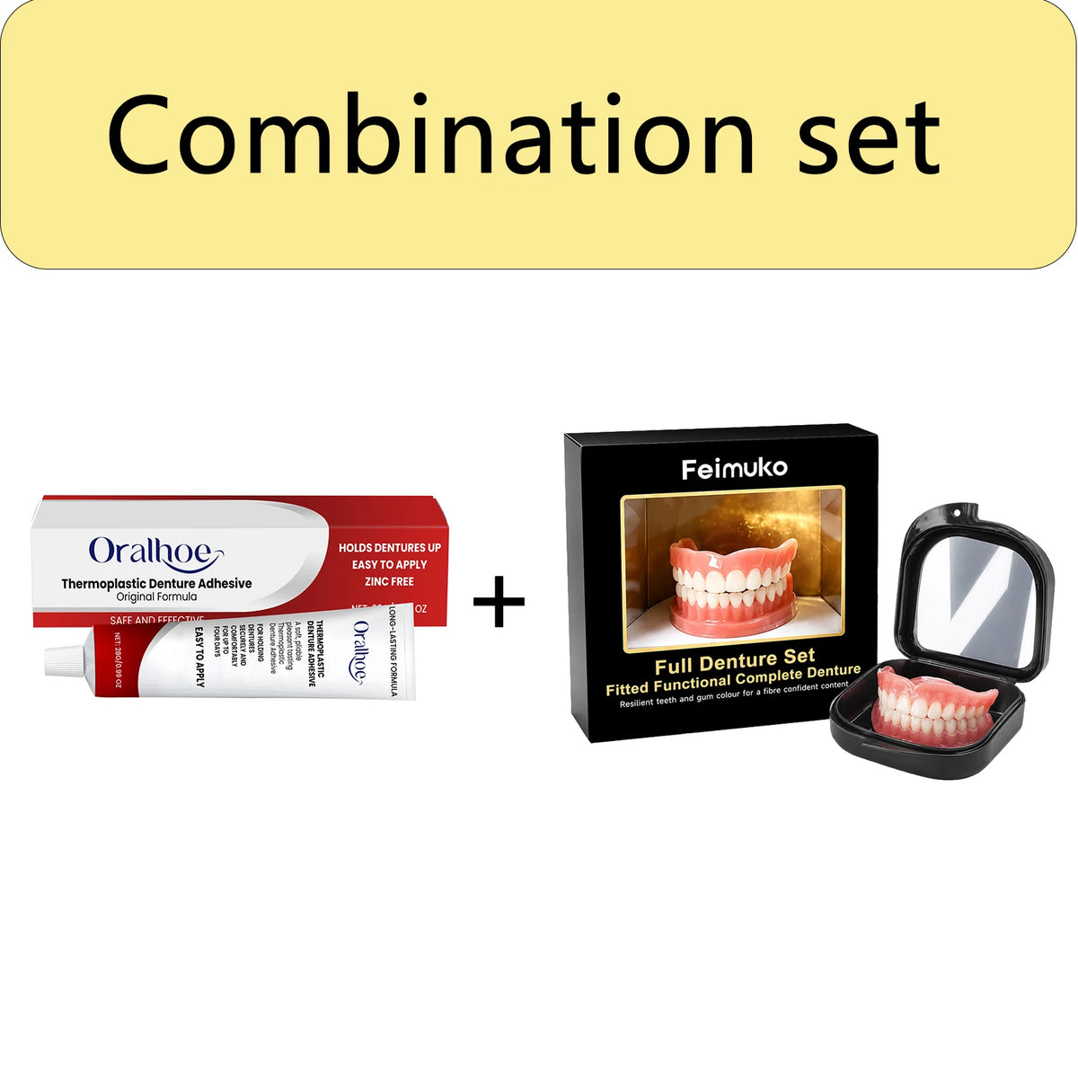 Resin Denture Set – Natural Fit for Men & Women | Oral Care Cosmetic Denture Set Qst Combination set