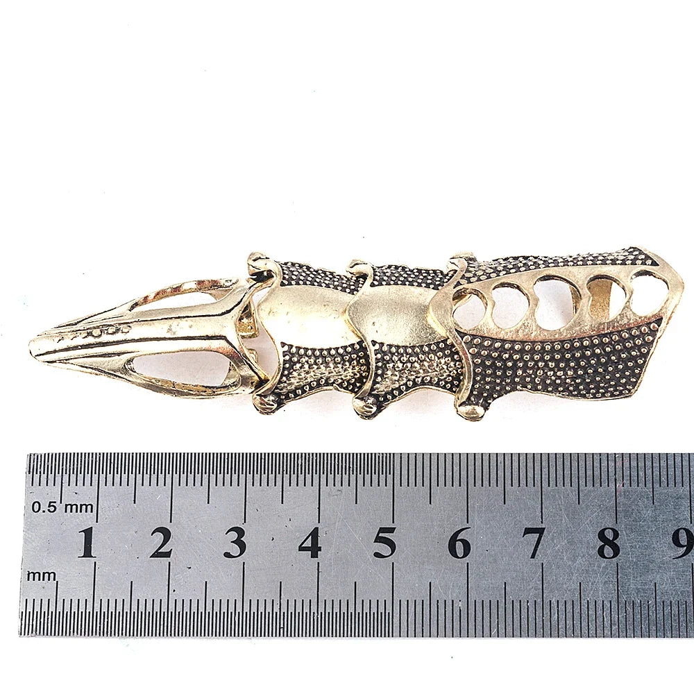 Gothic Scroll Armor Full Finger Knuckle Ring | Metal Hip Hop Armor Knuckle Ring Qme