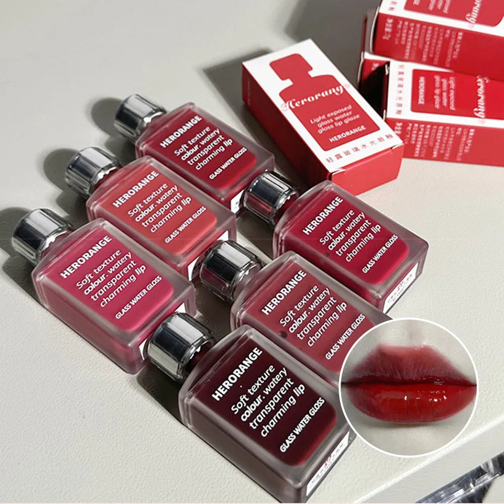 Herorange Glass Lip Glaze | Mirror Gloss Moisturizing Lip Color Lip Glaze Gloss Qme