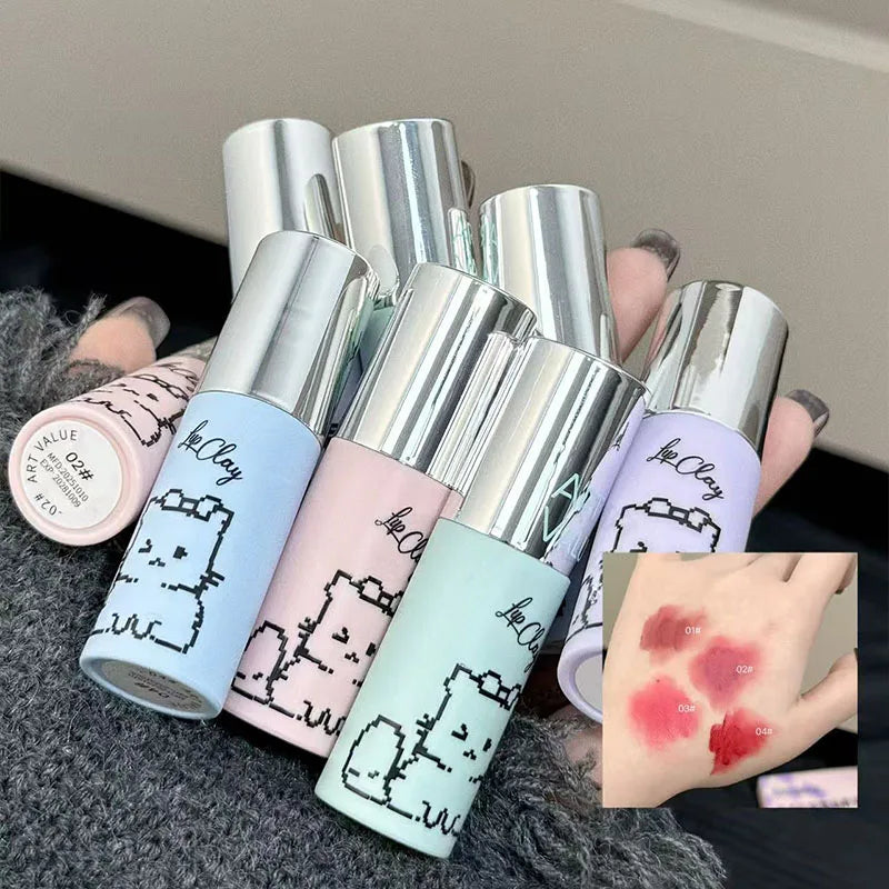 Kawaii Cat Velvet Nude Matte Lipstick Set – 4 Pcs Silky Matte Lipstick Set Qme
