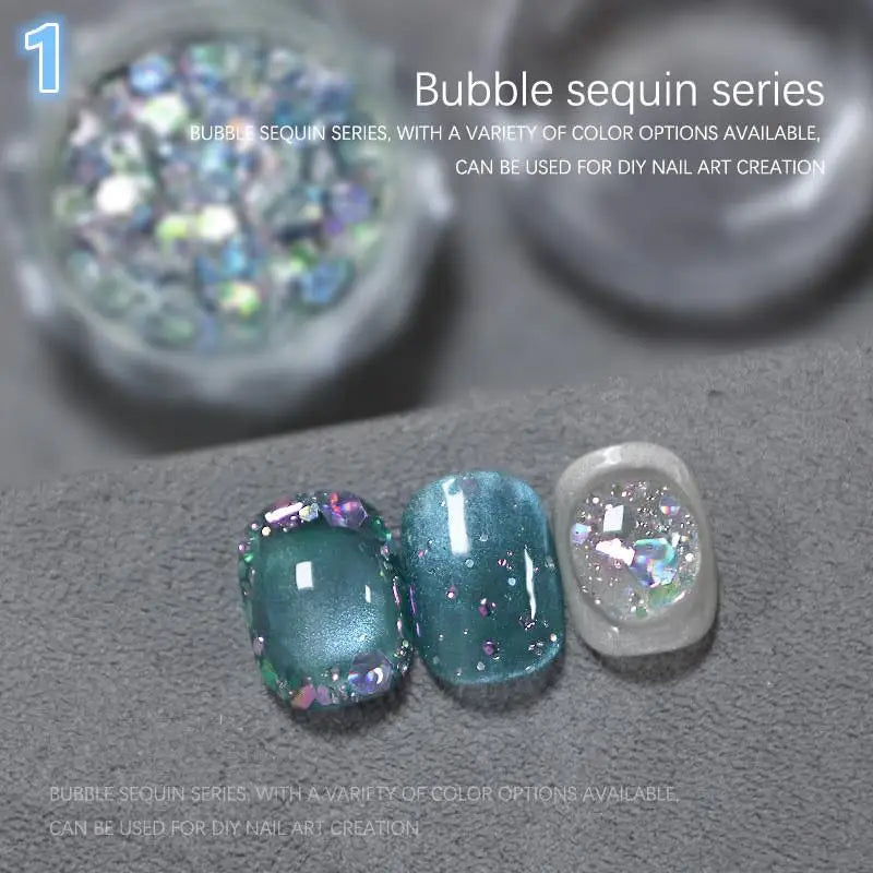 Hexagonal Glitter Sequin Nail Art Jar – Bubble & Mixed Glitter Nail Art Glitter Qst 1