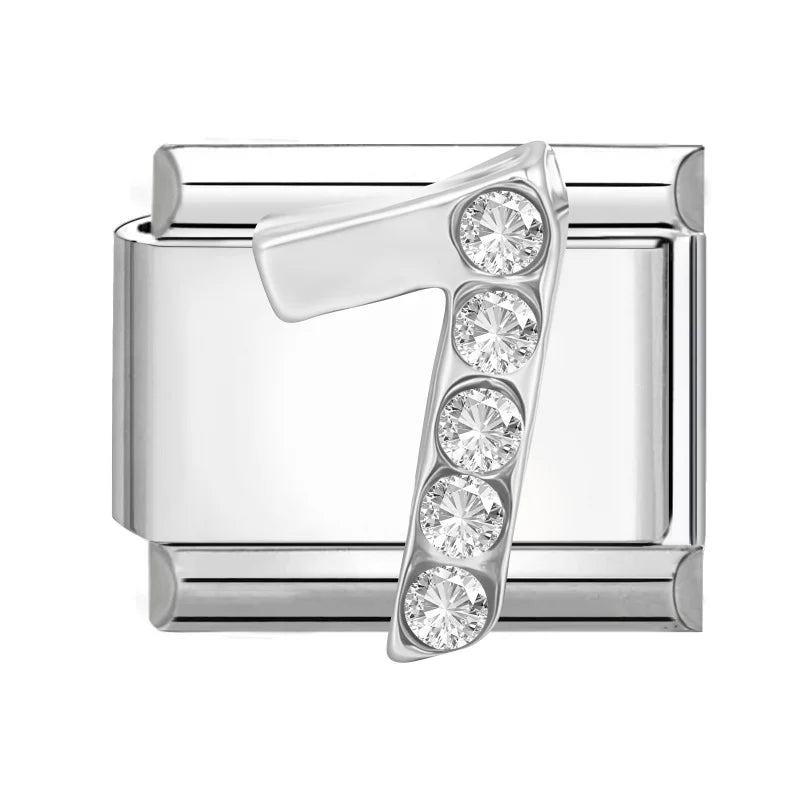 Zircon Number Italian Charm Links 0-9 | Stainless Steel DIY Italian Charm Links Qme Style 28