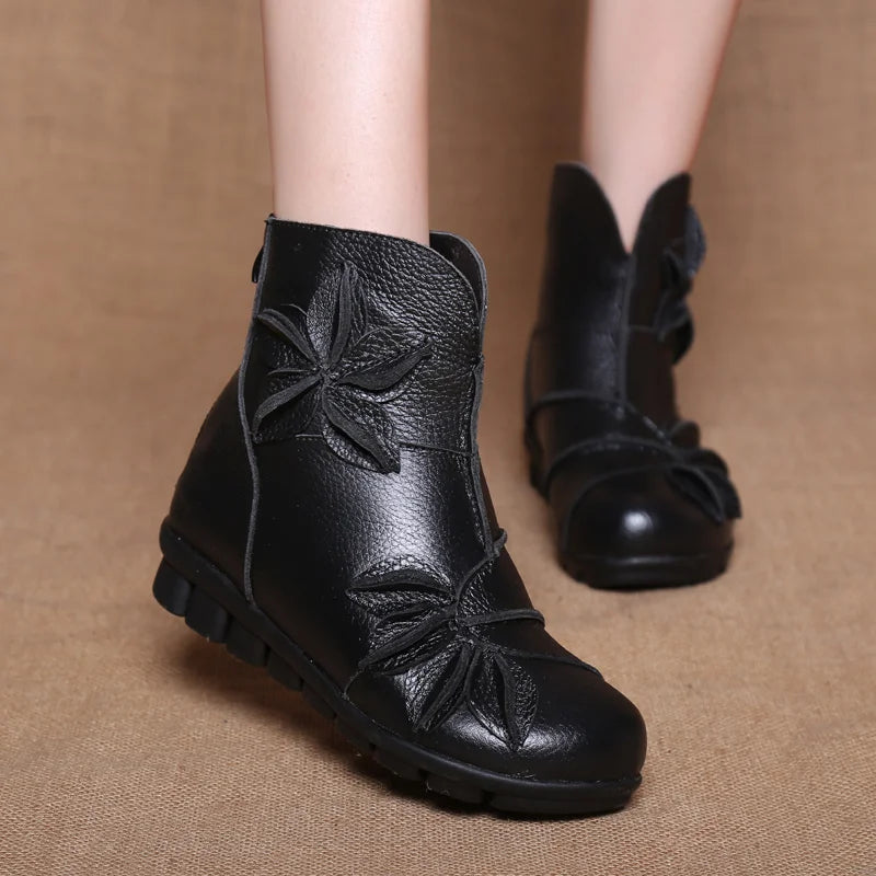 Women's Waterproof Plush Ankle Snow Boots – Winter Zip Boot Women's Snow Boots Qst