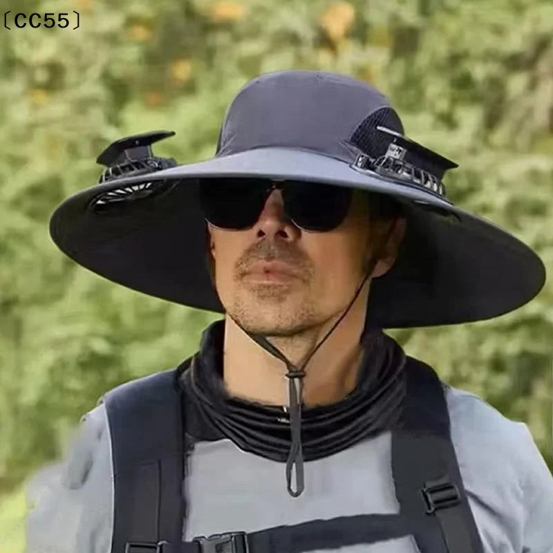 Solar Fan Bucket Hat UPF 50+ Quick Dry Outdoor Sun Hat Solar Fan Sun Hat Qst