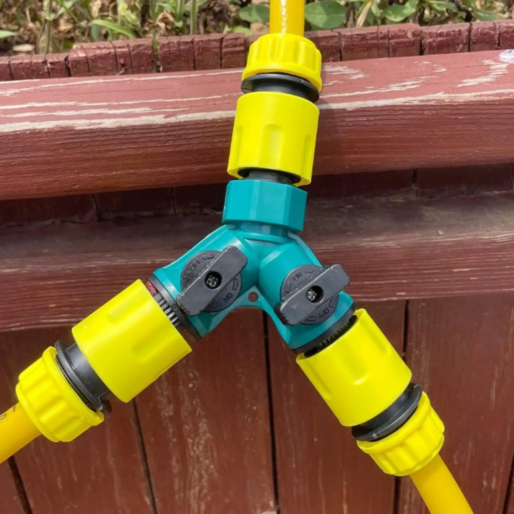 2-Way Garden Hose Splitter with Quick-Connect Fittings Garden Hose Splitter Qme