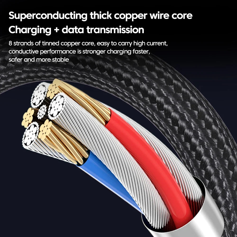 6A 90° Elbow USB-C Fast Charging Cable | Braided Short Cord USB-C Charging Cable Qme