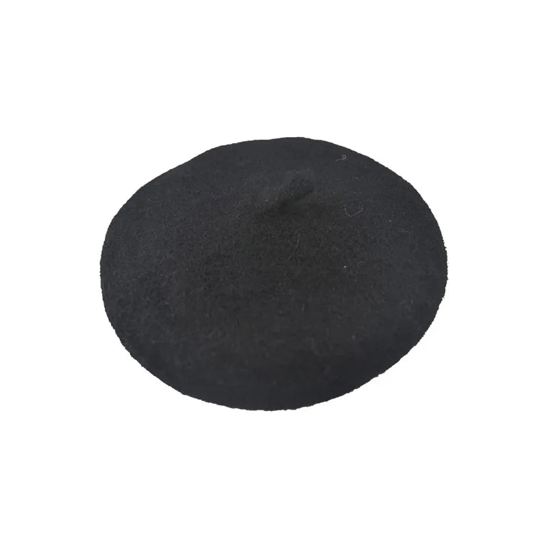 Pet Beret Hat for Small Dogs & Cats – Cute Wool Photo Prop Pet Costume Hat Qme black