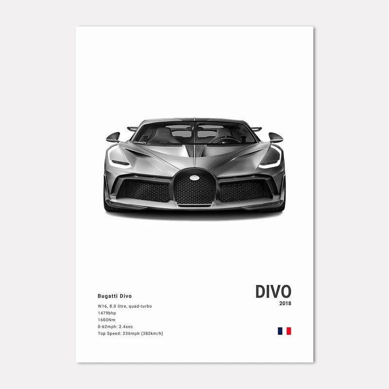 Supercar Canvas Wall Art Poster – M4 P1 Divo STO SVJ Unframed Canvas Wall Art Qst