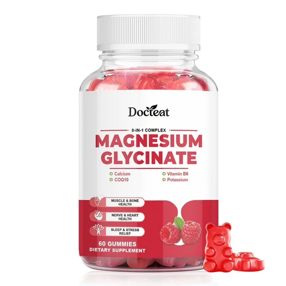 Docteat Magnesium Glycinate Gummies 60ct – GABA, CoQ10 & B6 Wellness Supplement Gummies Qst 1 Bottle 60 Count