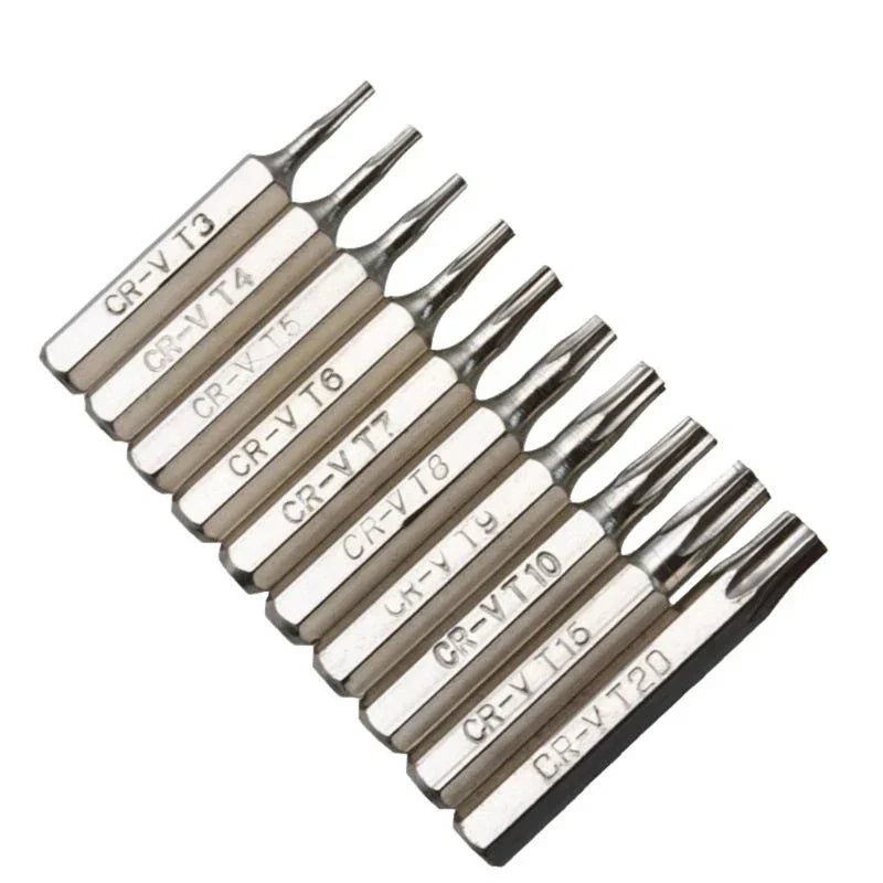 CR-V Torx Screwdriver Bits Set T3–T20 | 10-Piece Mobile Repair Torx Screwdriver Bit Set Qme