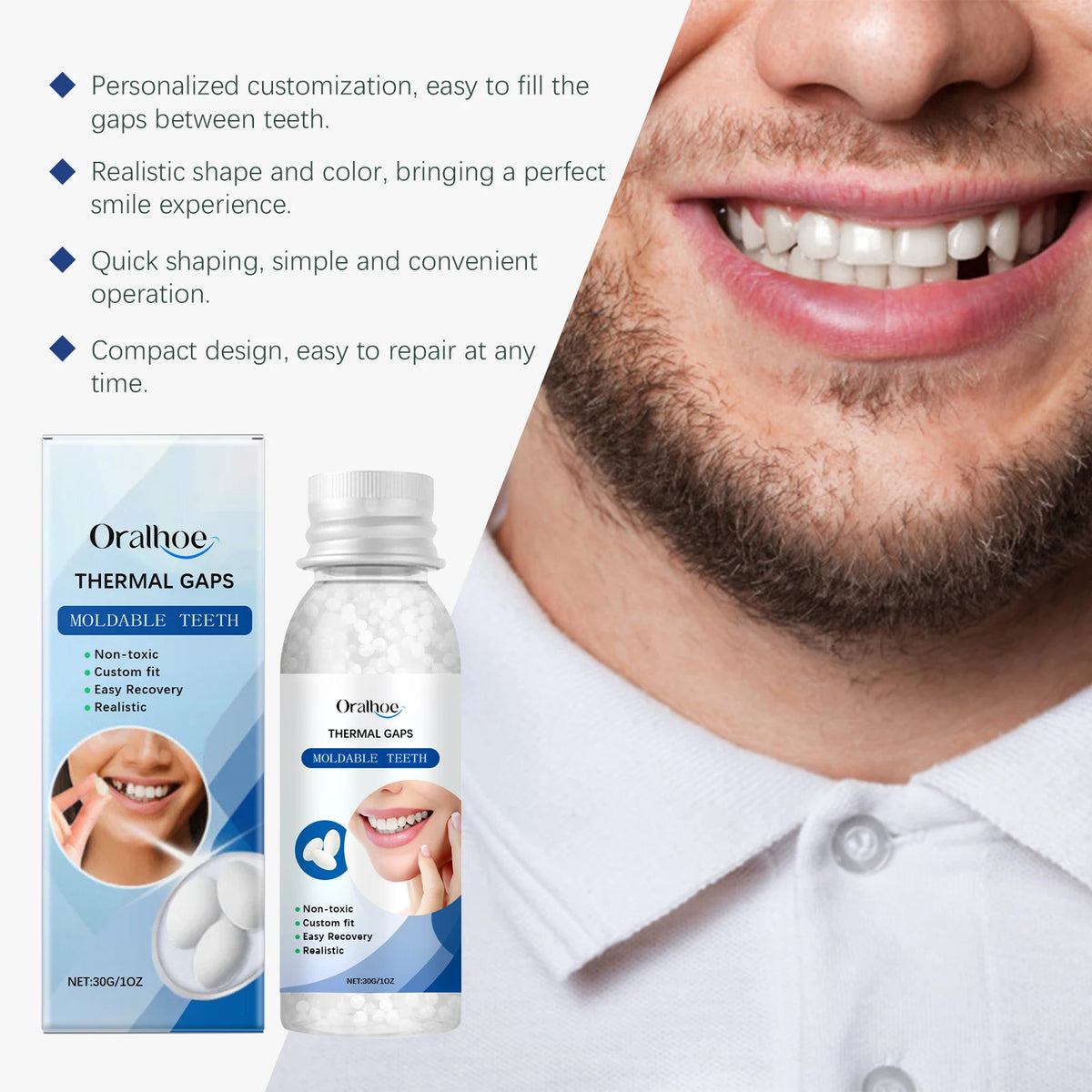 Moldable Dental Cement – Temporary Tooth & Denture Repair Dental Repair Cement Qst
