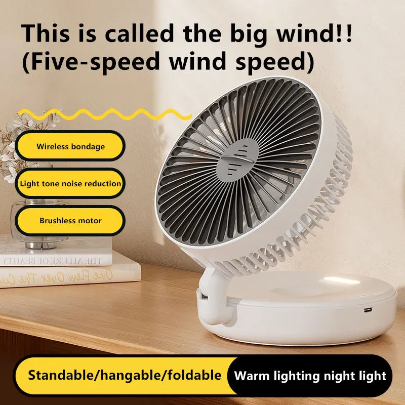 5000mAh 3-in-1 Foldable Rechargeable Portable Wall Fan Rechargeable Portable Fan Qst