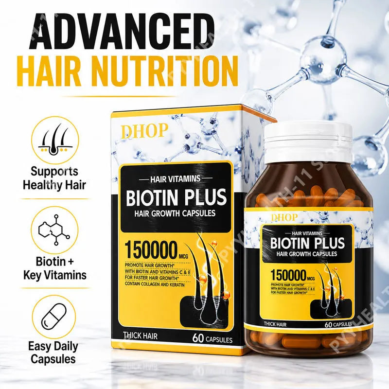 Biotin Plus Hair Capsules – Collagen, Keratin & Vitamins A C E B12 Hair Growth Supplement Qst