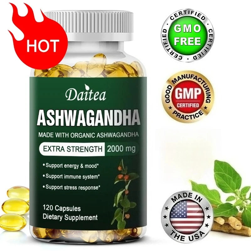 Daitea Ashwagandha 2000mg Capsules – Mood, Sleep & Energy Support Herbal Supplement Qst