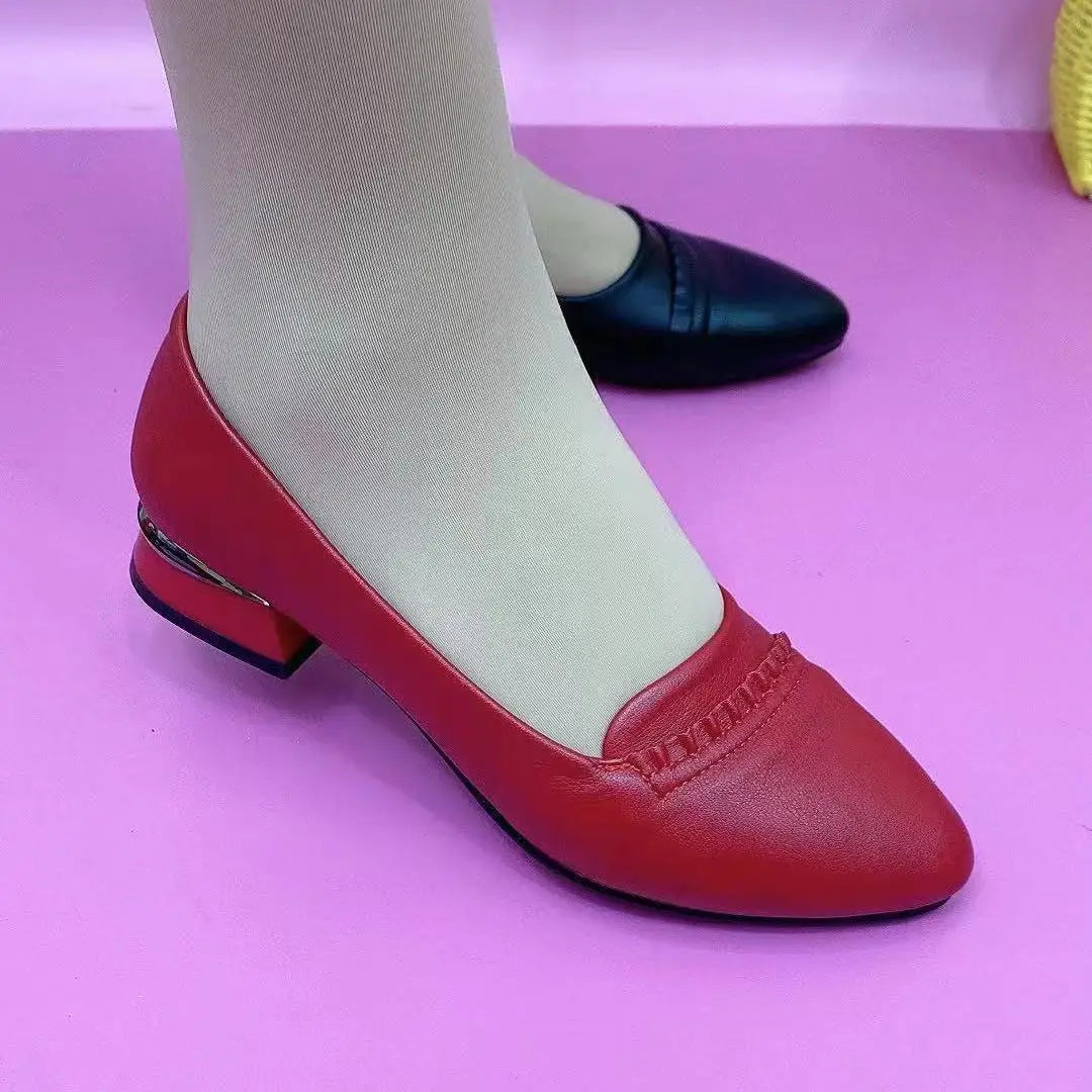 Women's Low Block Heel Pumps – Pointed Toe Slip-On Dress Shoes Block Heel Pumps Qst