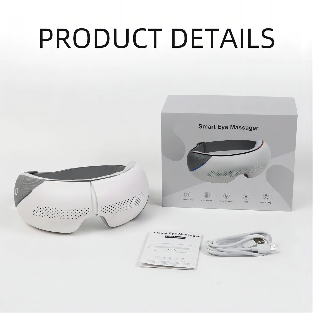 VIMYSHOW Eye Massager Bluetooth 4 Modes Airbag Kneading Eye Massager Qst WHITE