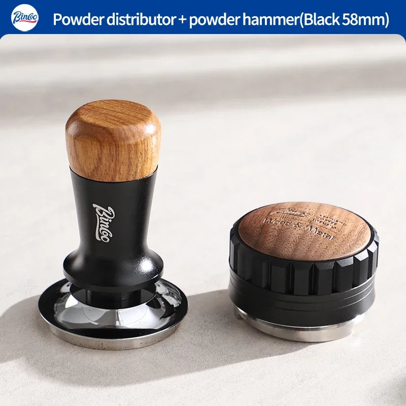 Bincoo 51/58mm Coffee Tamper & Distributor Kit – Stainless Steel Espresso Tamper Kit Qst 58mm Black 2pcs