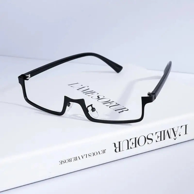 Y2K Anime Half-Frame Glasses – Square Cosplay Eyeglasses Decorative Eyeglasses Qst C