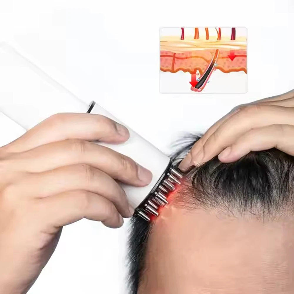 Electric Scalp Massager Comb – Red Light & Oil Applicator Scalp Massager Comb Qst