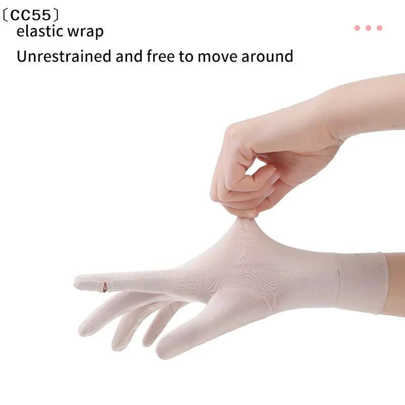 Ice Silk UV Gloves – Touchscreen Driving & Riding Women Sun Protection Gloves Qst