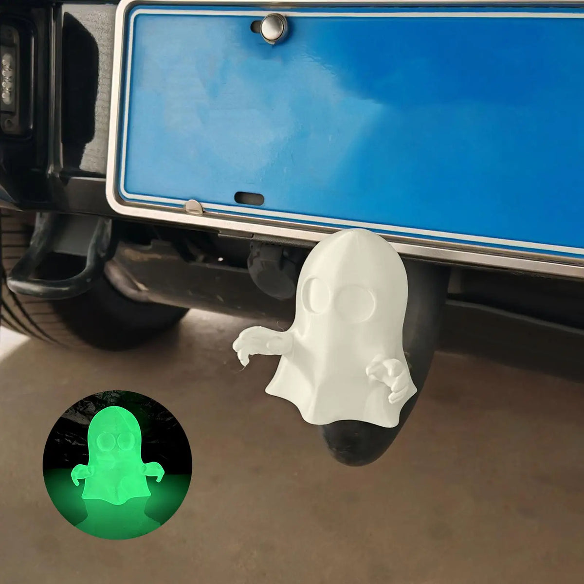 Glow in the Dark Ghost Trailer Hitch Cover | 3D Printed Plug Trailer Hitch Cover Qme