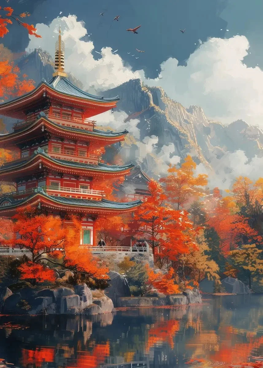 Japanese Shrine Forest Canvas Art Poster | Wall Décor Canvas Wall Art Qst 6 20X30cm No Framed