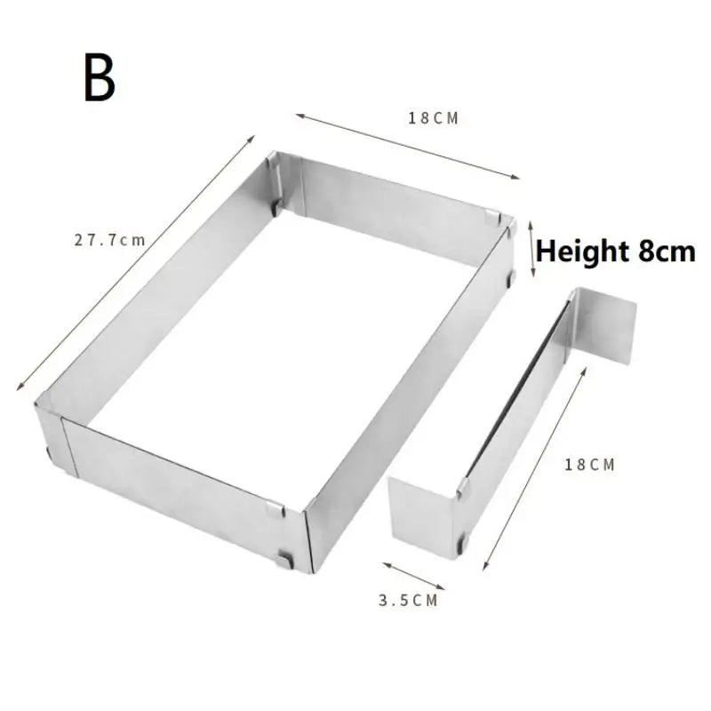 Adjustable Stainless Steel Rectangular Mousse Cake Ring Mold Cake Ring Mold Qme B