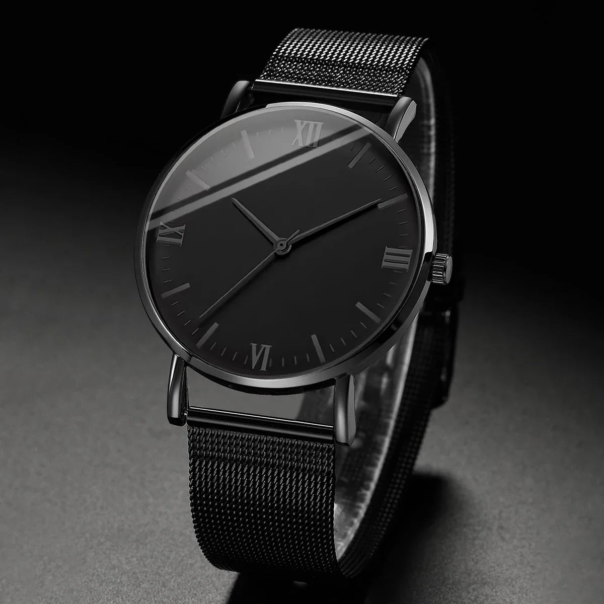Men's Roman Quartz Watch & Mesh Bracelet Set – 2 Piece Watch & Bracelet Set Qme
