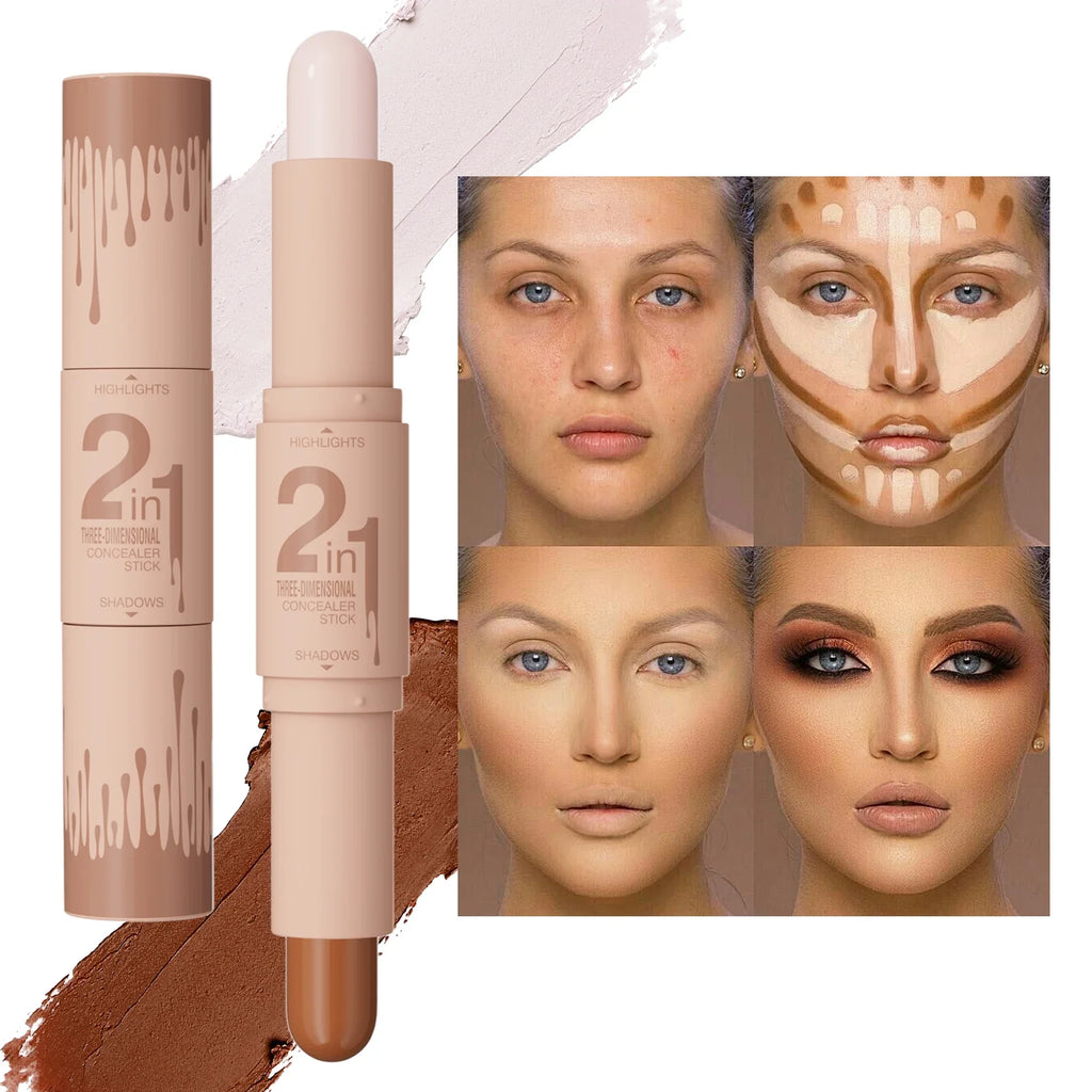 Qme Double-Ended Highlight & Contour Stick – 3D Sculpting Highlight Contour Stick Qme