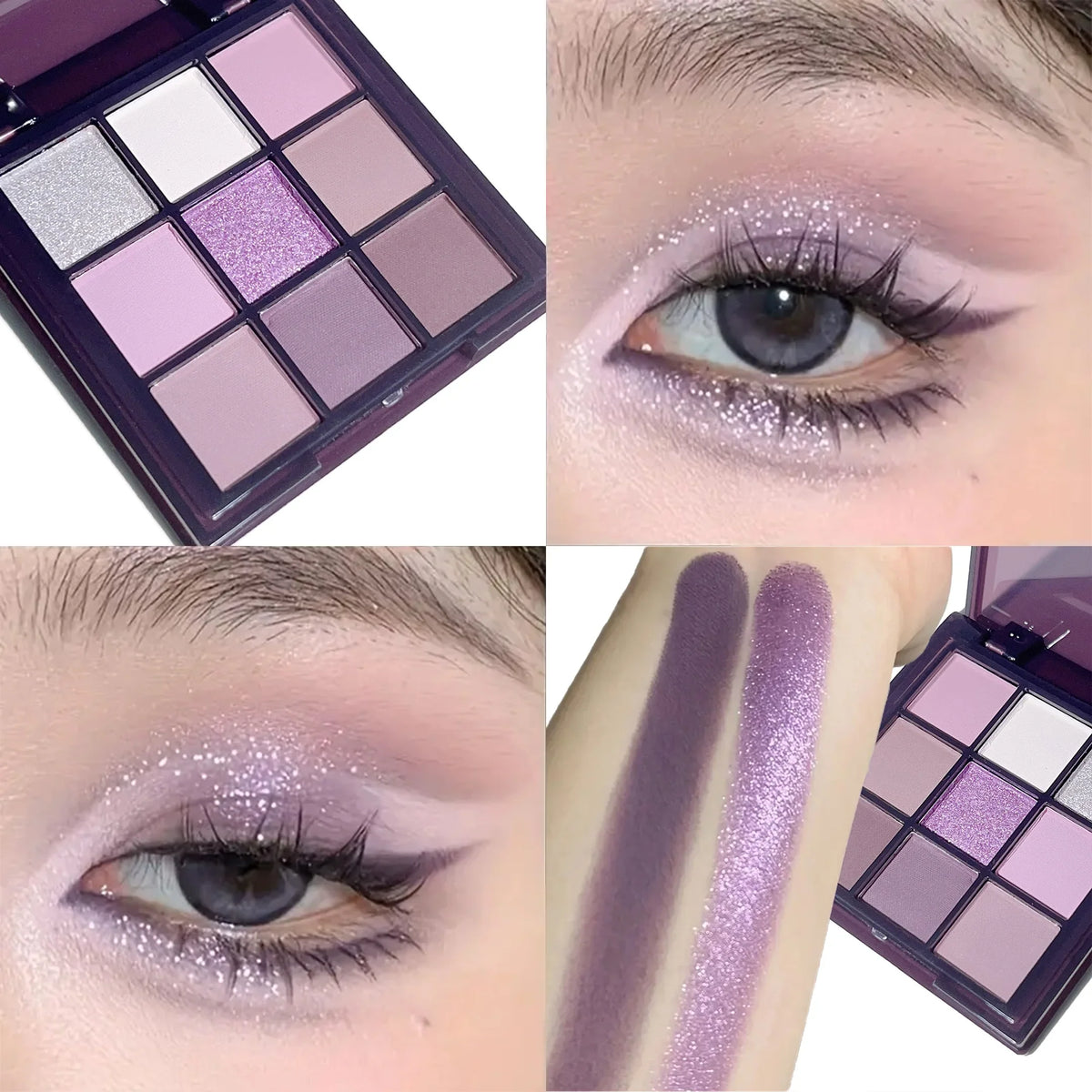 Purple Eyeshadow Palette – 9 Shimmery Natural Finish Colors Eyeshadow Palette Qme