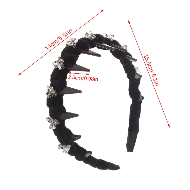 Crystal Velvet Headband – Vintage French Style Hair Hoop Hair Headband Qst one size