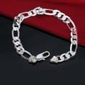 925 Sterling Silver Classic Flat Chain Bracelet for Men Men's Silver Bracelet Qme 20cm 8inches