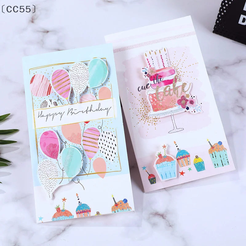 8pcs 3D Birthday & Christmas Greeting Cards with Envelopes 3D Greeting Cards Qst