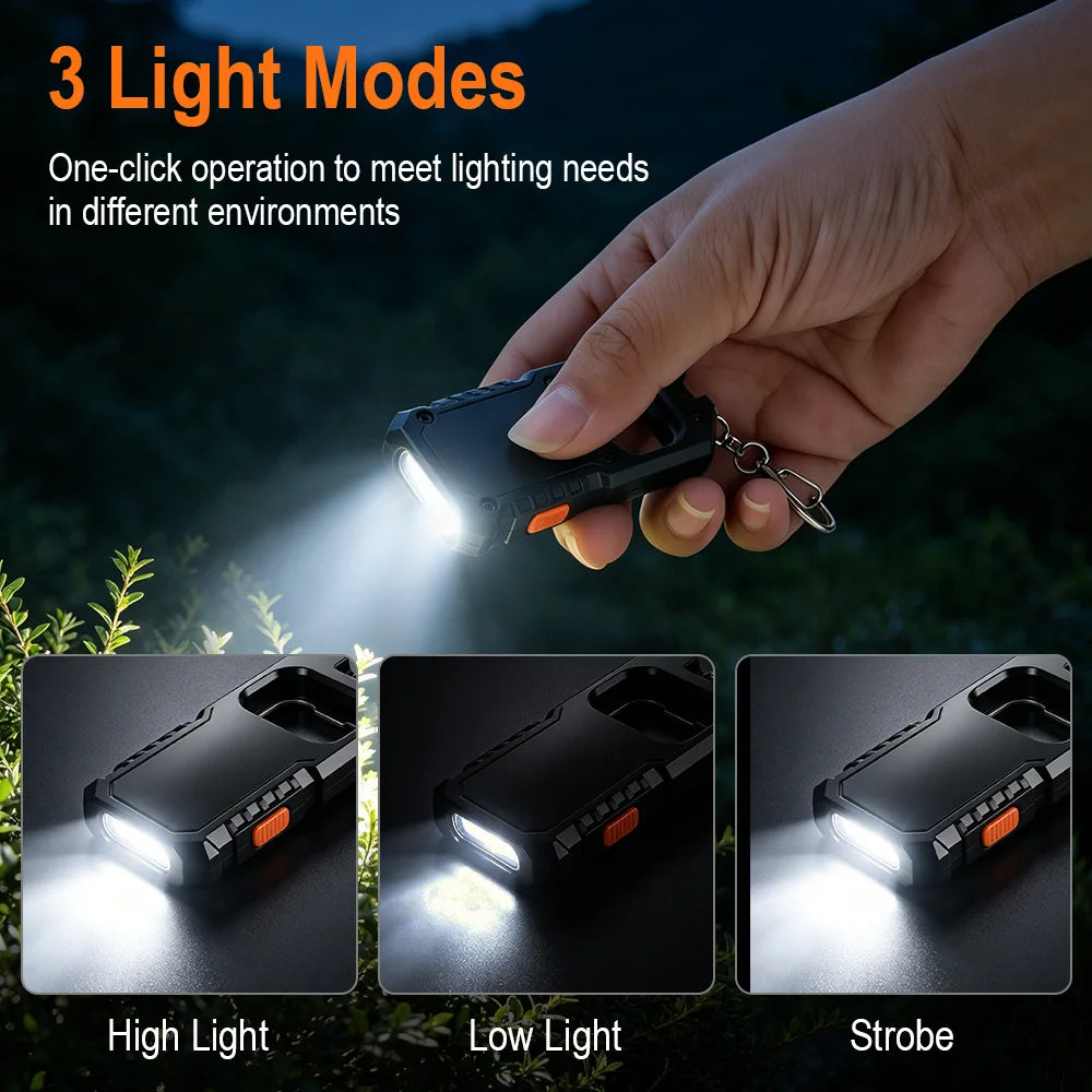 BORUiT Mini LED Keychain Flashlight, Bottle Opener, Type-C LED Keychain Flashlight Qst
