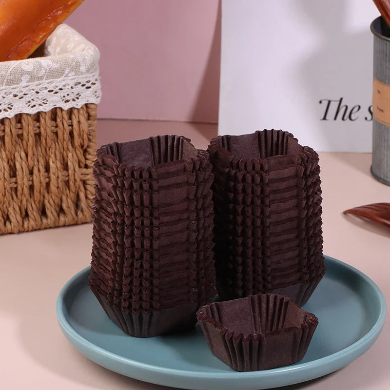 Square Cupcake Liners 1000 Pcs – Oven & Microwave Safe Cupcake Baking Liners Qme Brown