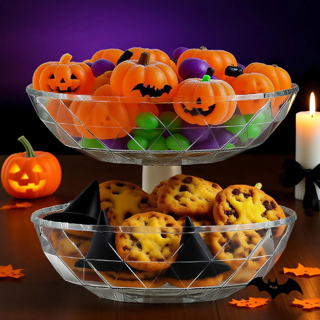 Pumpkin 2-Tier Snack Bowl Removable Lid Candy Server Tiered Candy Server Qme