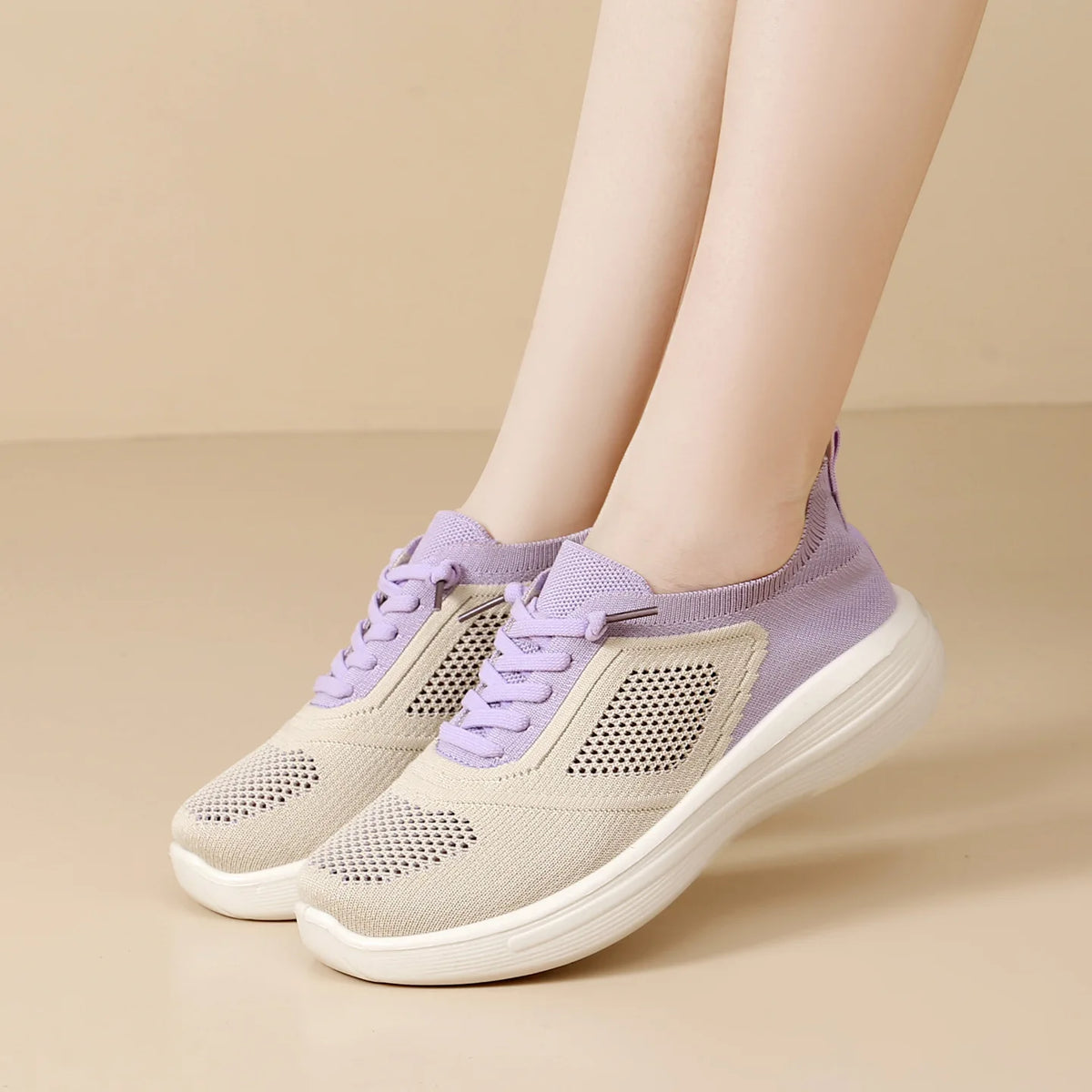 Women's Mesh Platform Sneakers – Breathable Hollow Casual Shoes Platform Sneakers Qst