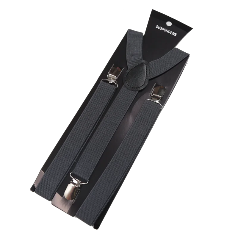 Unisex Elastic Leather Suspenders Braces – 26 Colors Suspenders & Braces Qme Dark Grey China Mainland