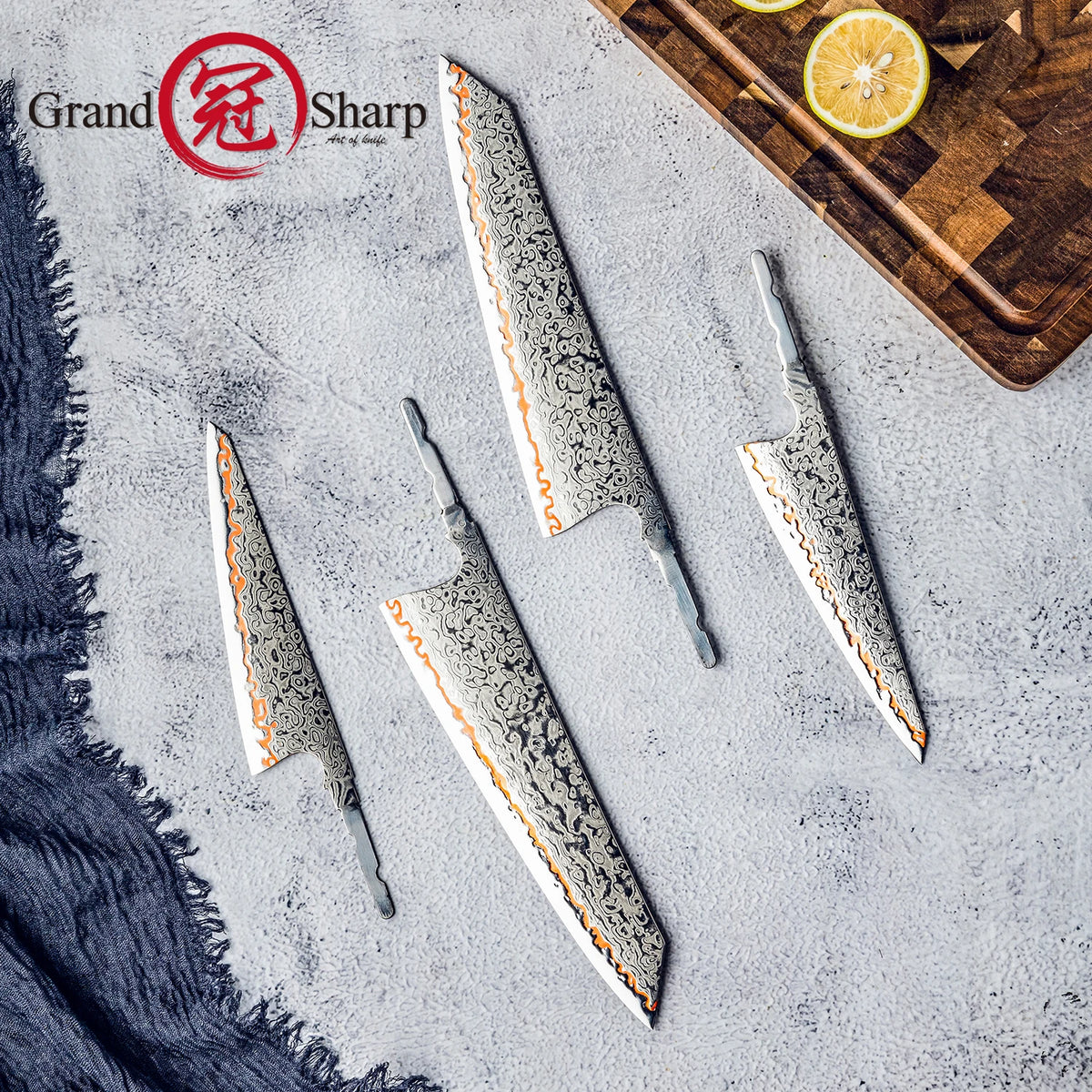 Grandsharp 55-Layer Copper Damascus DIY Knife Making Blade DIY Knife Blade Qst