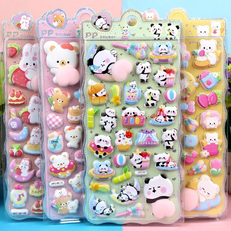 3D Cute Animal Butt Puffy Stickers | DIY Scrapbook & Decals Novelty Craft Stickers Qme