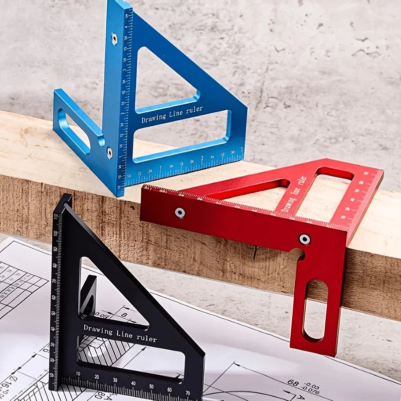 Aluminum Alloy Triangle Scribing Ruler 45 90 Degree Tool Woodworking Scribing Ruler Qme