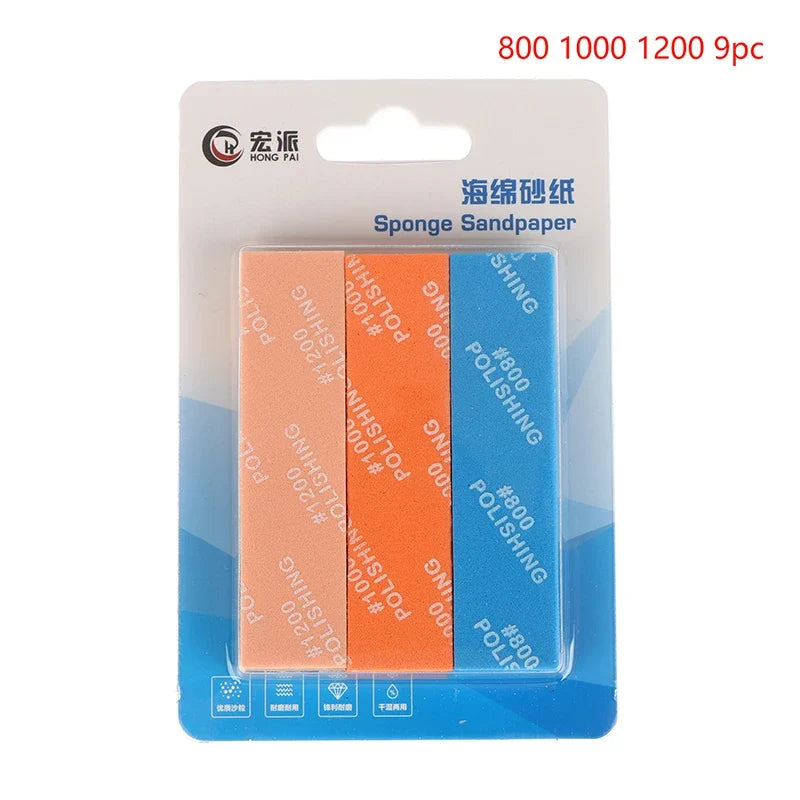 Semi-Rigid Sanding Sticks 9pcs | 400–2000 Grit Model Making Model Sanding Sticks Qme 800 1000 1200 9pc