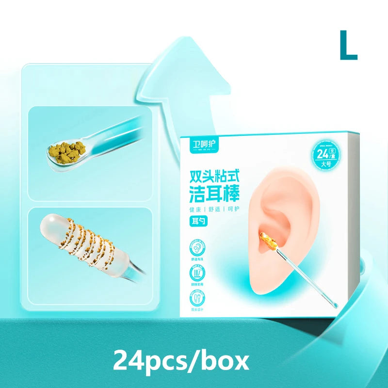Reusable Silicone Ear Wax Removal Tool – 24pc Double-Head Kit Ear Cleaning Tool Qst Large