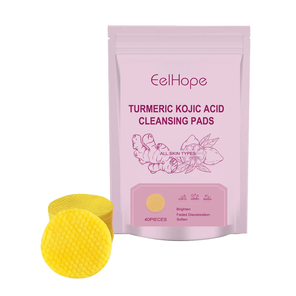 Turmeric Kojic Acid Exfoliating Cleansing Pads – Brightening Face Exfoliating Cleansing Pads Qst 40pieces in bag