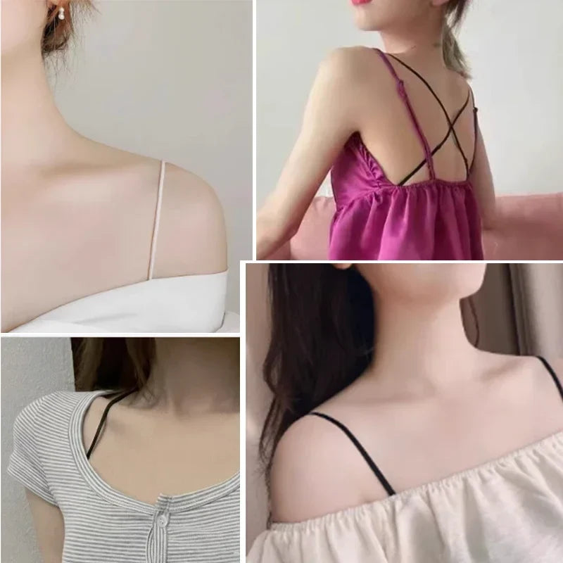 Women's Elastic Nylon Bra Straps – Thin Non-Slip Spaghetti Bra Straps Qme