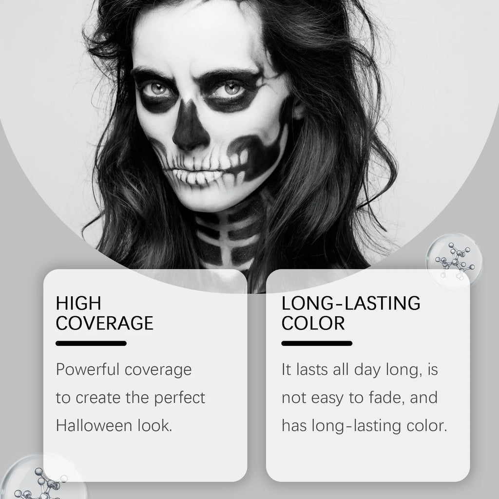 Halloween Black & White Face Paint Cream – Waterproof Clown Makeup Face & Body Paint Qst
