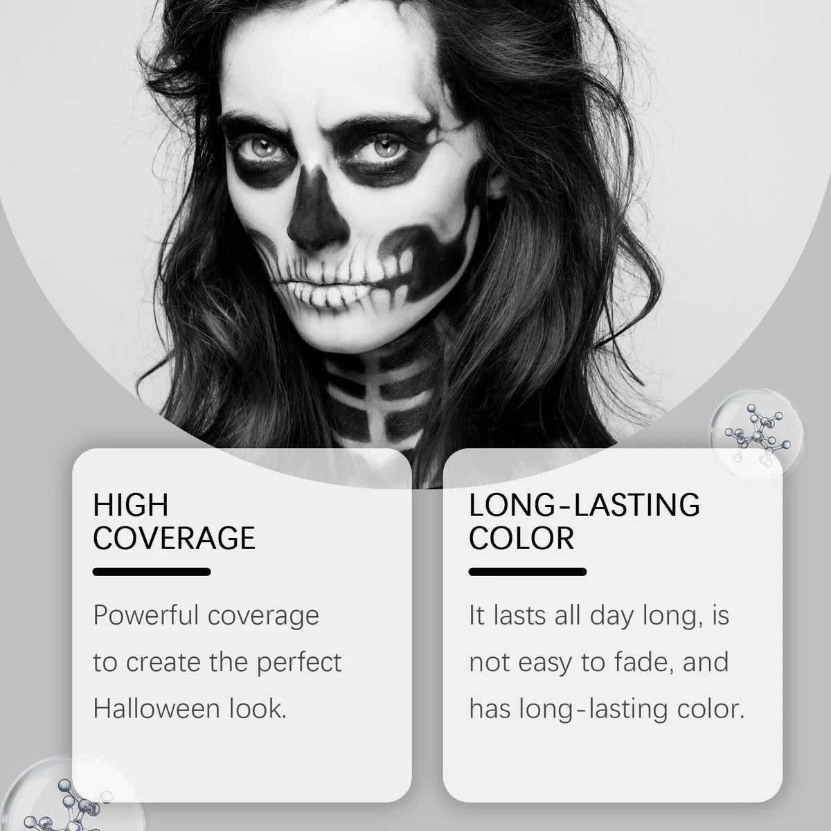 Halloween Black & White Face Paint Cream – Waterproof Clown Makeup Face & Body Paint Qst