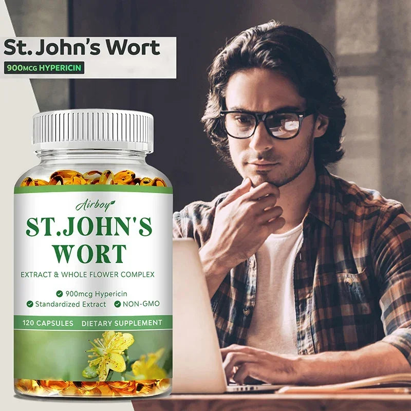 St. John's Wort Extract Capsules – Mood & Relaxation Support Herbal Supplement Qst